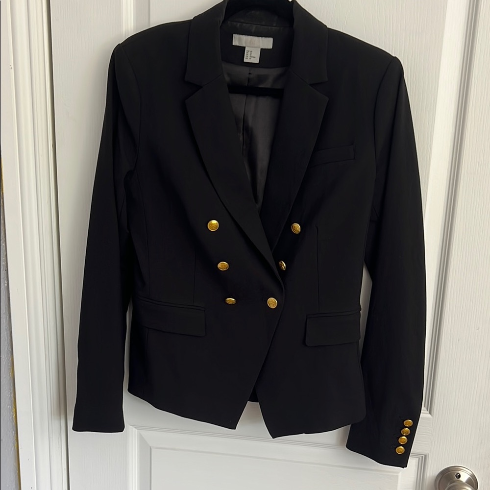 Black Tailored Blazer with gold buttons - Picture 3 of 4